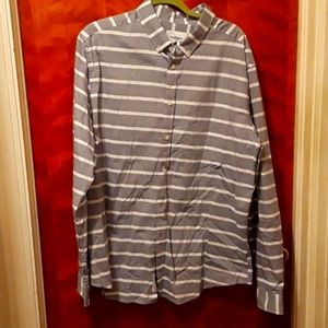 Goodfellow & co gray and white striped shirt